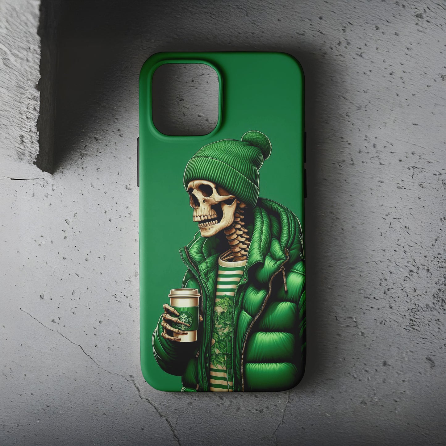 Green Coffee Skeleton Telefon Kılıfı B732