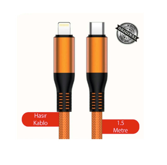 MT2124 30W 1.5 METRE TYPE-C TO LİGHTNİNG PD ŞARJ DATA KABLO 10/200 BE0016
