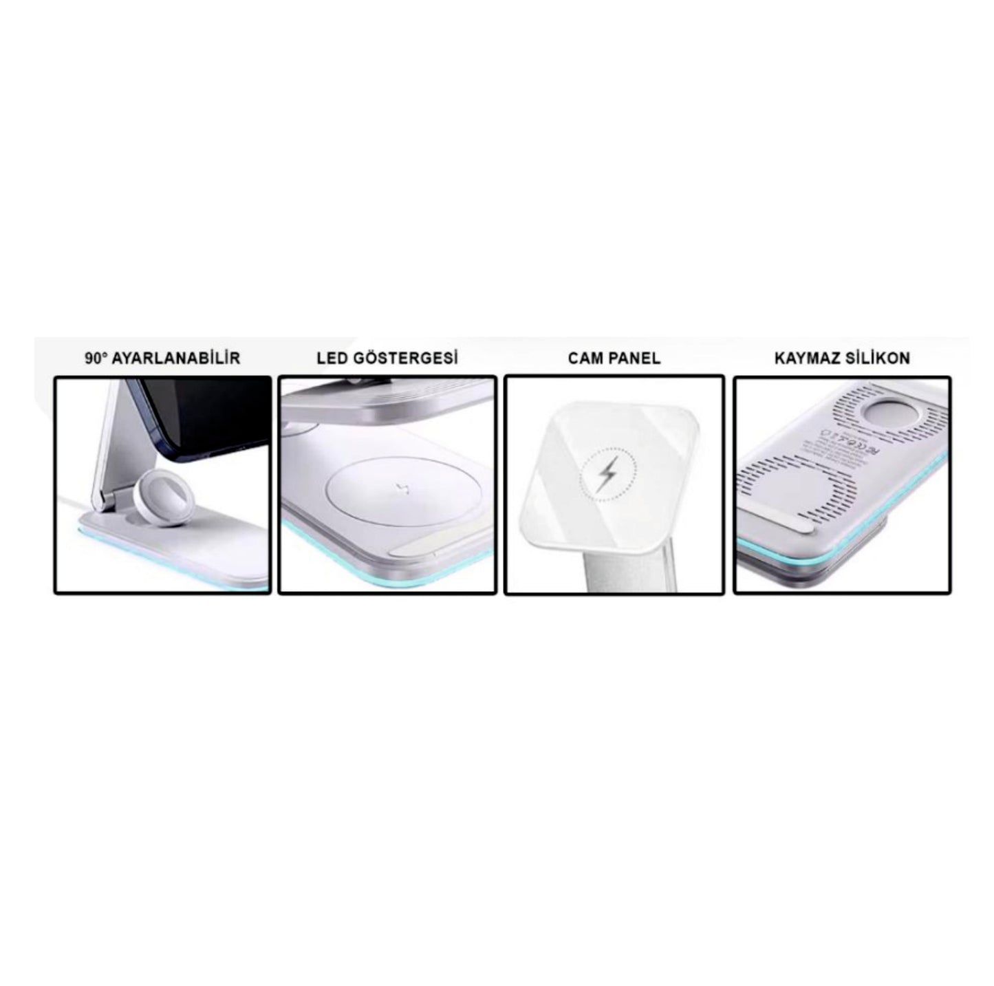 S16 MASA ÜSTÜ 3İN1 15 WATT WİRELESS ŞARJ STANDI /10/50 BE0013